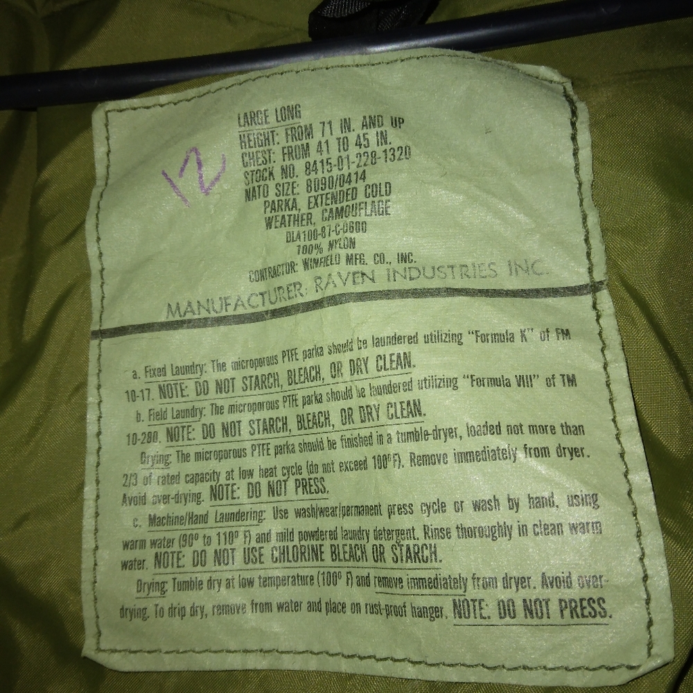 Military parka extended cold